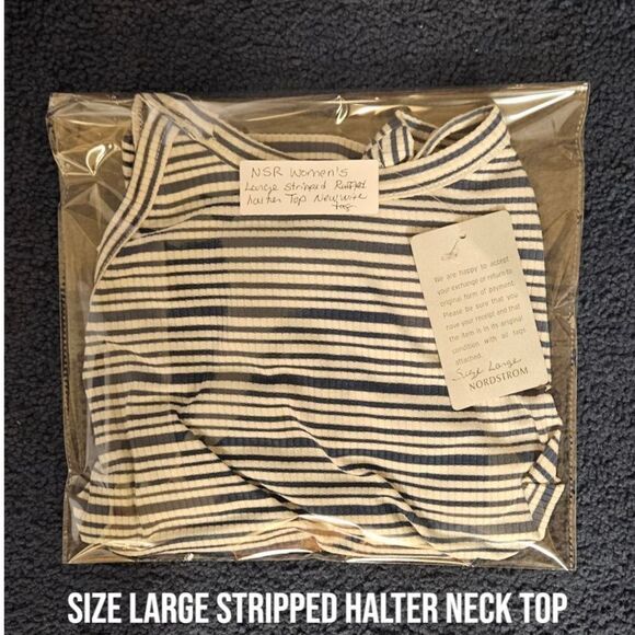NSR Women's Stripped Ruched Halter Neck Top Size Large - Picture 14 of 14